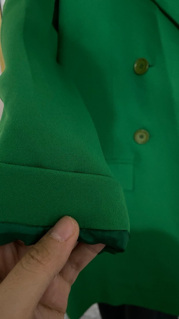 Yeşil Uzun Kesim Düğmeli Kadın Blazer - Görsel 3