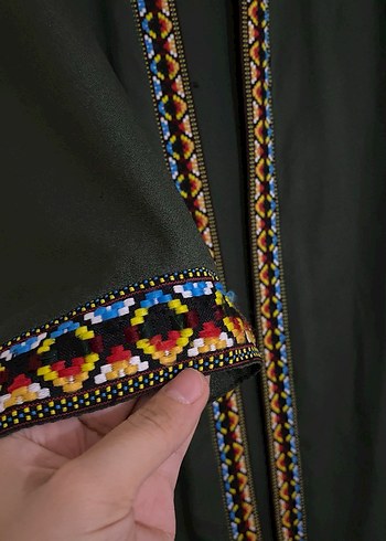 Uzun Kollu Nakışlı Bohem Kadın kimono - Görsel 3