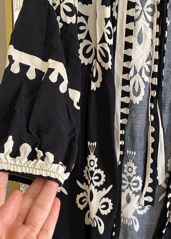 universal Beden siyah Renk Siyah desenli Uzun Bohem Kimono takım