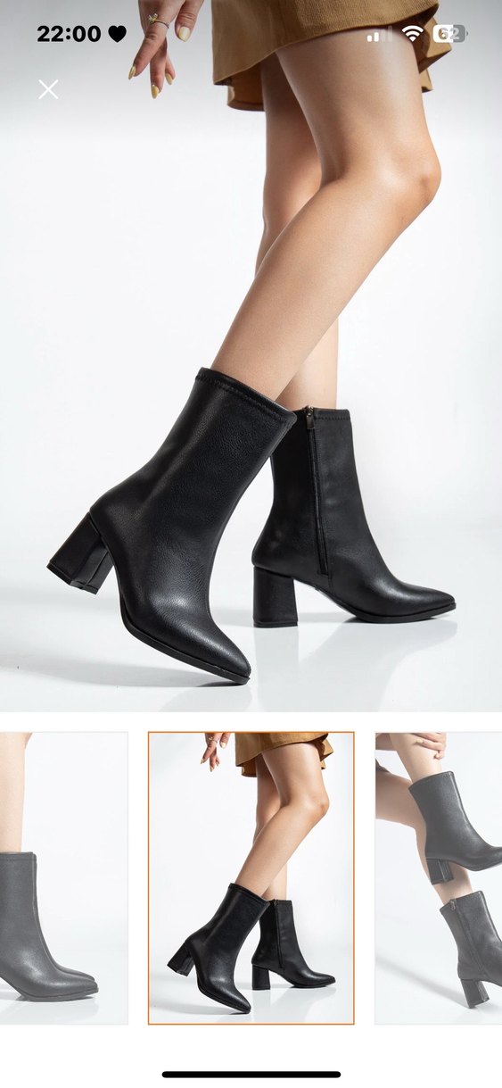 Kadın Siyah Deri Tokalı Topuklu Bot - Görsel 2