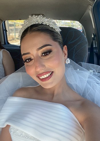 Straplez Beyaz A Kesim Uzun Gelinlik - Görsel 5