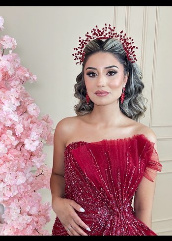 Pullu kırmızı Bohem Tarz Taç - Görsel 2