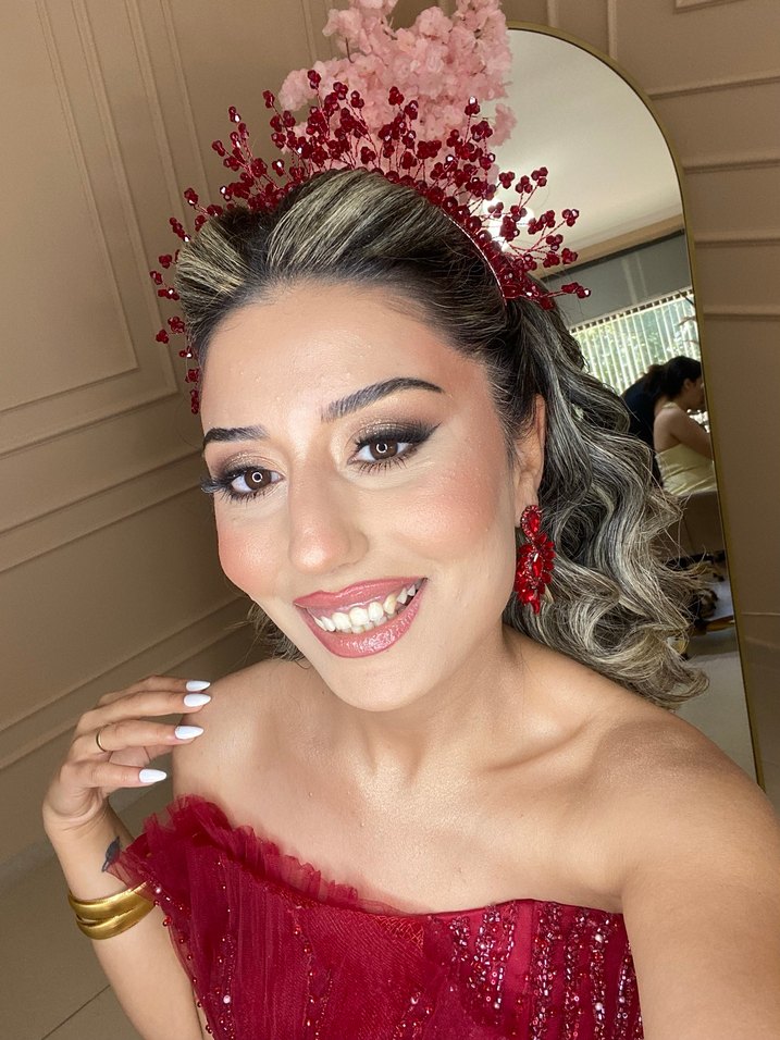 Pullu kırmızı Bohem Tarz Taç - Görsel 3