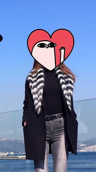 Oversize kesim siyah kaşe kaban