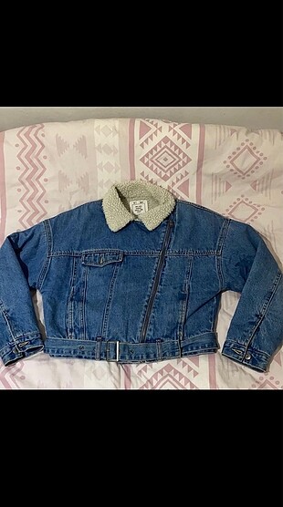 Pull and bear suni yünlü crop kot ceket