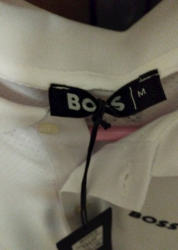 Erkek Beyaz BOSS Baskılı Kısa Kollu Polo Tişört - Görsel 3