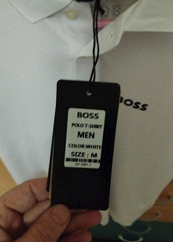 Erkek Beyaz BOSS Baskılı Kısa Kollu Polo Tişört - Görsel 4