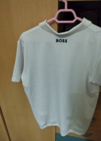 Erkek Beyaz BOSS Baskılı Kısa Kollu Polo Tişört - Görsel 2