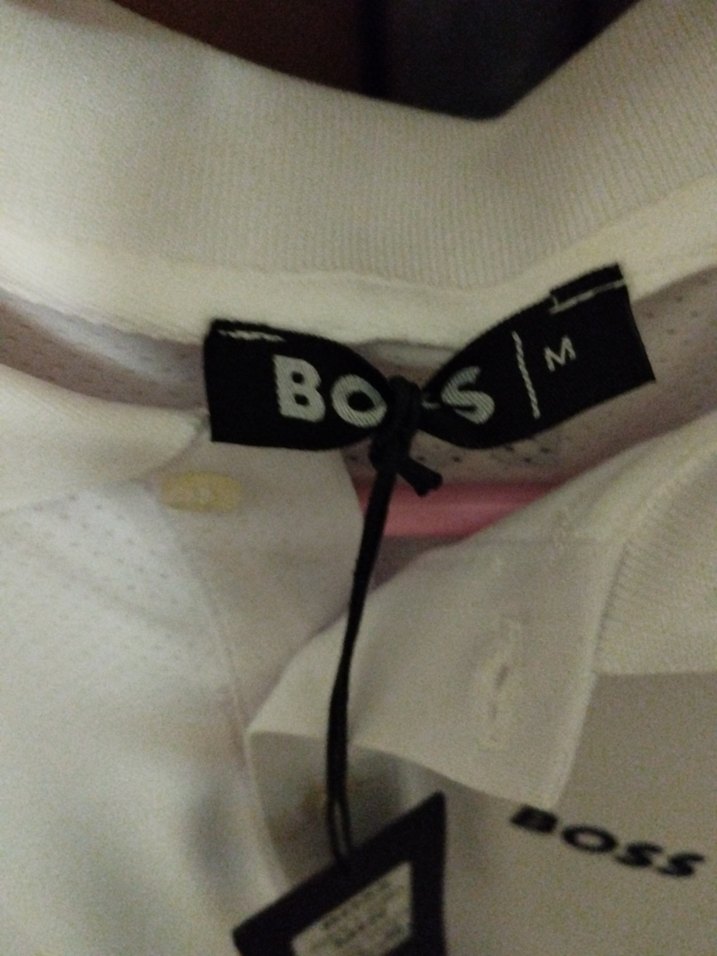 Erkek Beyaz BOSS Baskılı Kısa Kollu Polo Tişört - Görsel 3