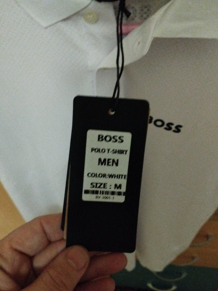 Erkek Beyaz BOSS Baskılı Kısa Kollu Polo Tişört - Görsel 4