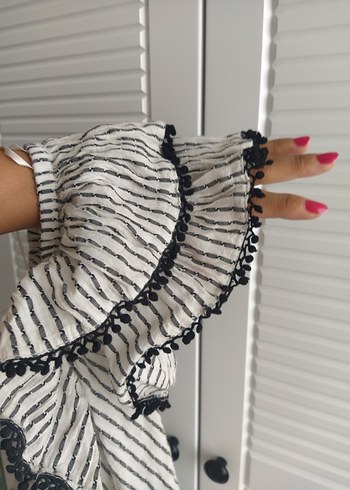 Askılı, Fırfırlı Bohem Midi Elbise - Görsel 6