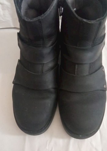 Erkek Siyah Deri Biker Botlar - Görsel 4