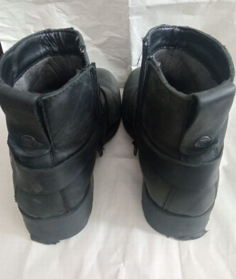 Erkek Siyah Deri Biker Botlar - Görsel 5