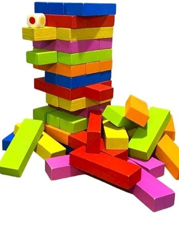 Renkli Ahşap Jenga (zarlı) - Görsel 2