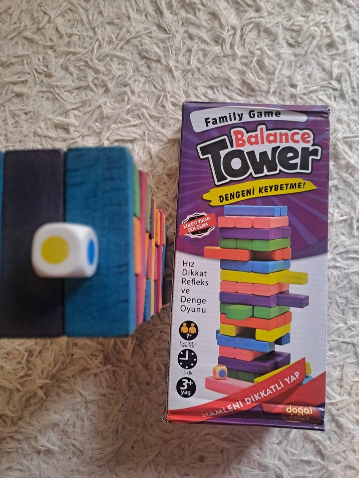 Renkli Ahşap Jenga (zarlı) - Görsel 5