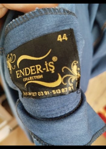 44 Beden mavi Renk Uzun Mavi Denim Fermuarlı Kap