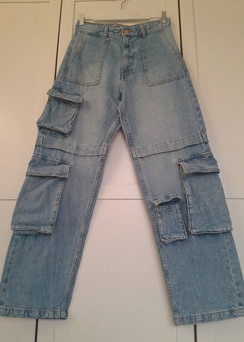 Bershka Cok Cepli Kargo Jean Pantolon 36 S