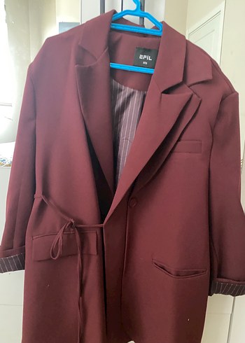 universal Beden Bordo Midi Kadın Blazer Ceket