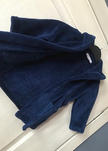 Erkek Çocuk Lacivert Kapüşonlu Bornoz - Görsel 4