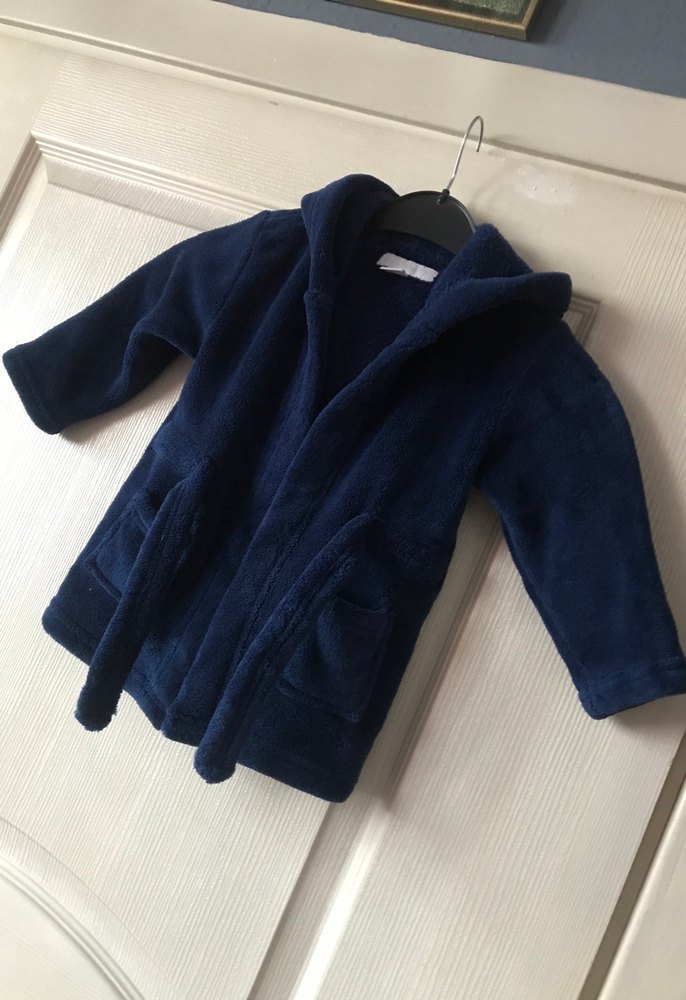 Erkek Çocuk Lacivert Kapüşonlu Bornoz - Görsel 2