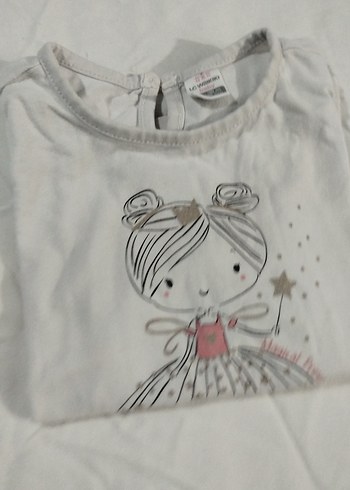 Kız Çocuk Beyaz Uzun Kollu Pamuklu Tişört - Görsel 8