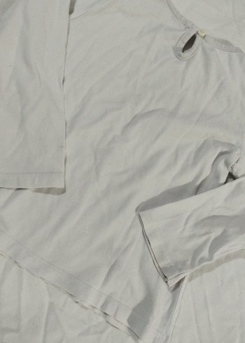 Kız Çocuk Beyaz Uzun Kollu Pamuklu Tişört - Görsel 5