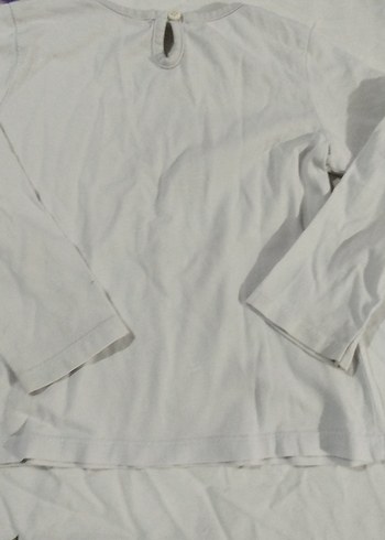 Kız Çocuk Beyaz Uzun Kollu Pamuklu Tişört - Görsel 6