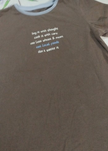 Kız Çocuk Kahverengi Kısa Kollu Basic Tişört - Görsel 2