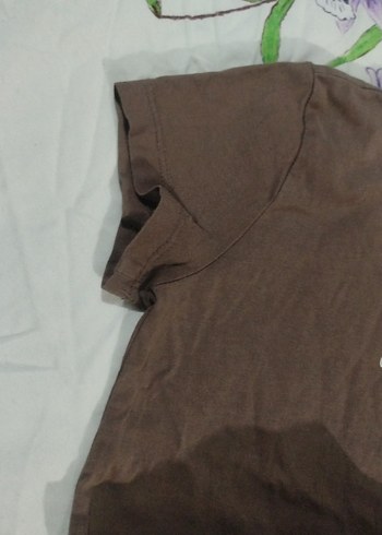 Kız Çocuk Kahverengi Kısa Kollu Basic Tişört - Görsel 5