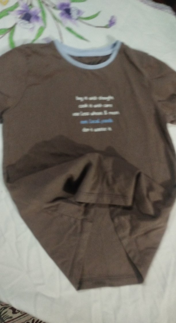 Kız Çocuk Kahverengi Kısa Kollu Basic Tişört - Görsel 4