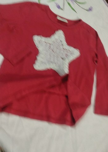Kırmızı Uzun Kollu Kız Tişörtü Nakışlı - Görsel 4