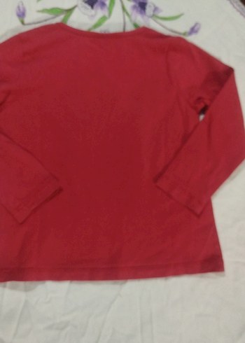 Kırmızı Uzun Kollu Kız Tişörtü Nakışlı - Görsel 6