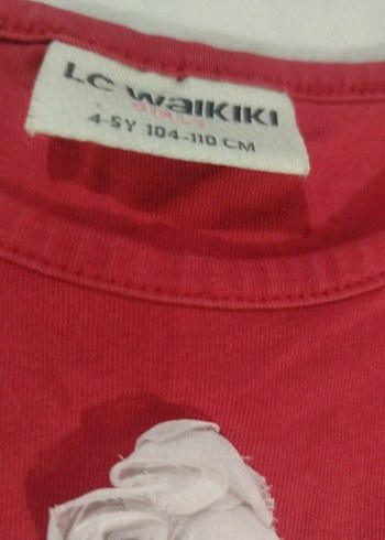 Kırmızı Uzun Kollu Kız Tişörtü Nakışlı - Görsel 3