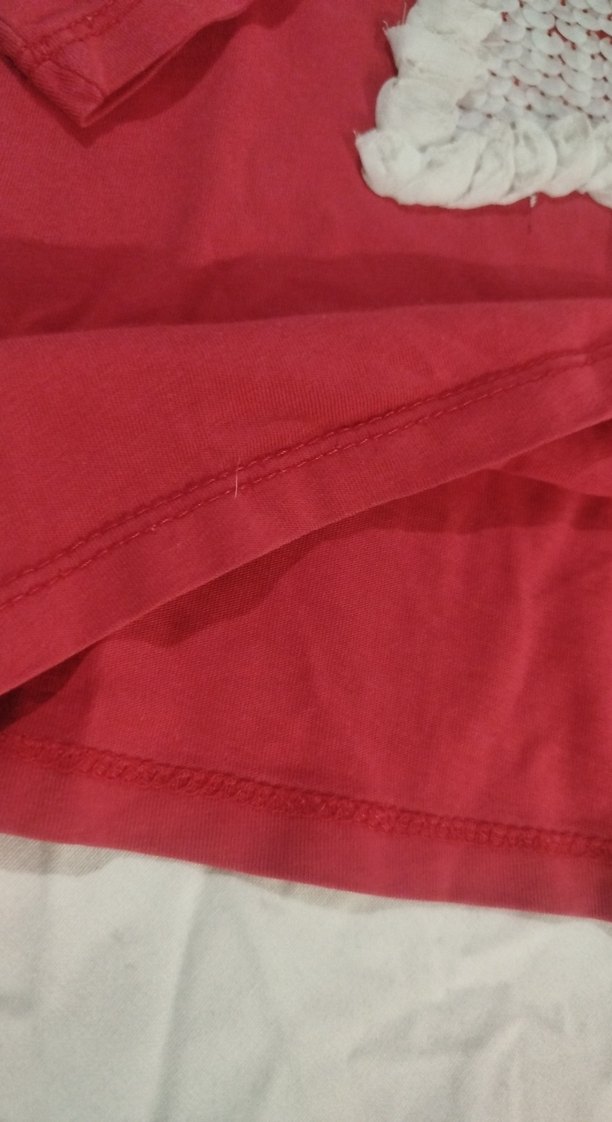 Kırmızı Uzun Kollu Kız Tişörtü Nakışlı - Görsel 5