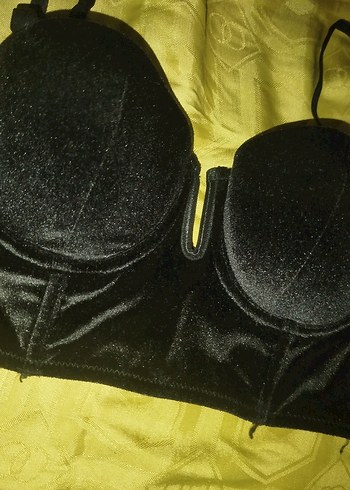 Kadife Midi Boy Siyah Gotik Sütyen - Görsel 9