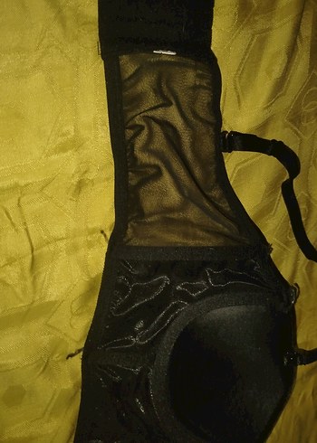 Kadife Midi Boy Siyah Gotik Sütyen - Görsel 6