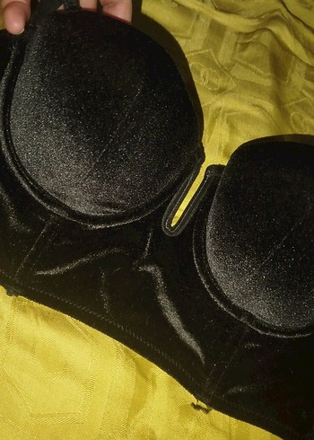 Kadife Midi Boy Siyah Gotik Sütyen - Görsel 2