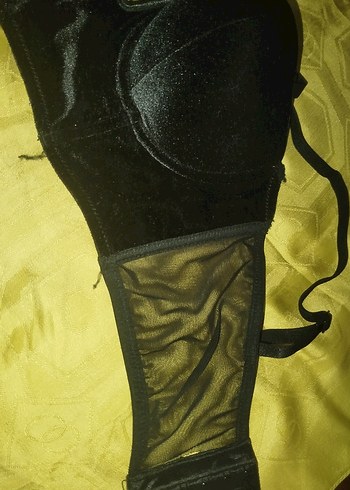 Kadife Midi Boy Siyah Gotik Sütyen - Görsel 3