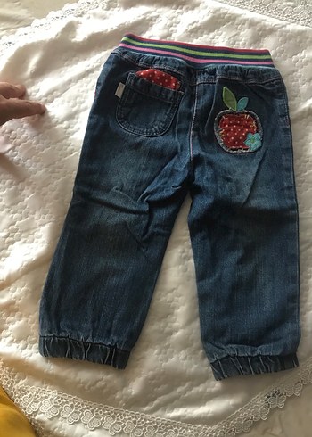 12-18 Ay Beden Nakışlı Renkli Mavi Kız Denim Pantolon
