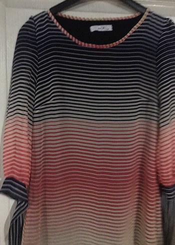 36 Beden Çizgili ve Tie-Dye Midi Tunik