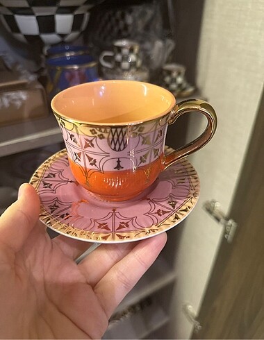Anthropologie sıfır orjinal tasarım fincan ve tabağı