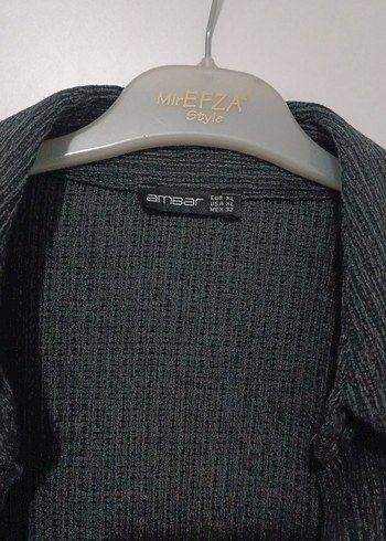 Düğmeli Gri Keten Uzun Kollu Gömlek - Görsel 3