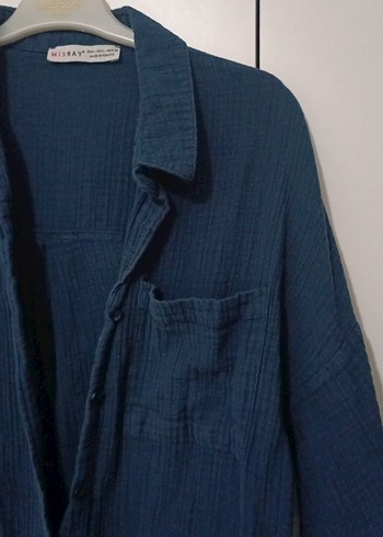 Kadın müslim Düğmeli Lacivert Gömlek - Görsel 5