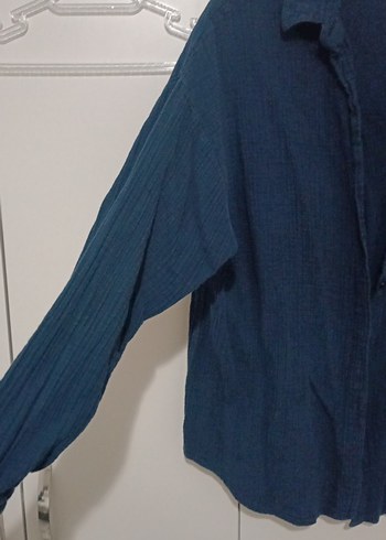 Kadın müslim Düğmeli Lacivert Gömlek - Görsel 3