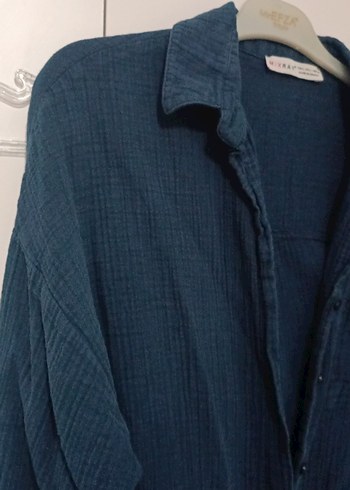 Kadın müslim Düğmeli Lacivert Gömlek - Görsel 4