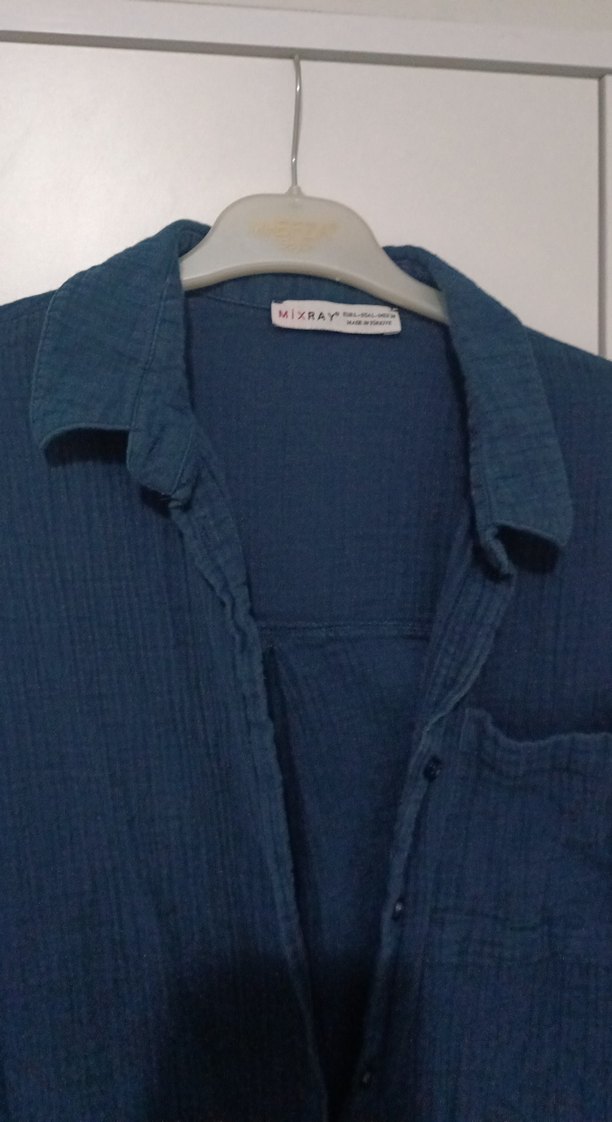 Kadın müslim Düğmeli Lacivert Gömlek - Görsel 2