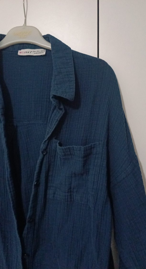 Kadın müslim Düğmeli Lacivert Gömlek - Görsel 5