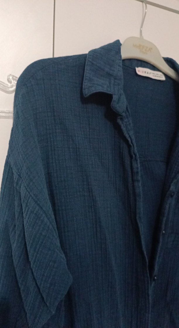 Kadın müslim Düğmeli Lacivert Gömlek - Görsel 4