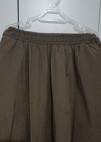 Kadın Kahverengi Pilili Midi Keten Etek - Görsel 2