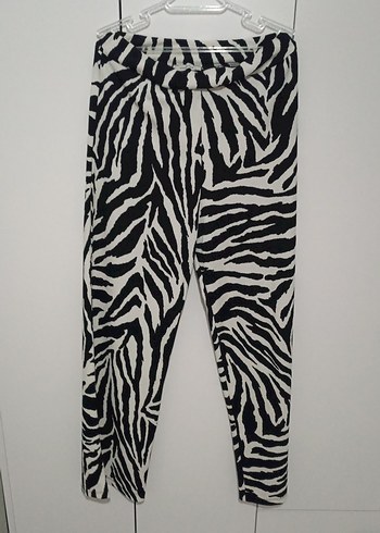 Zebra Desenli Midi Kadın Kumaş Pantolon - Görsel 5